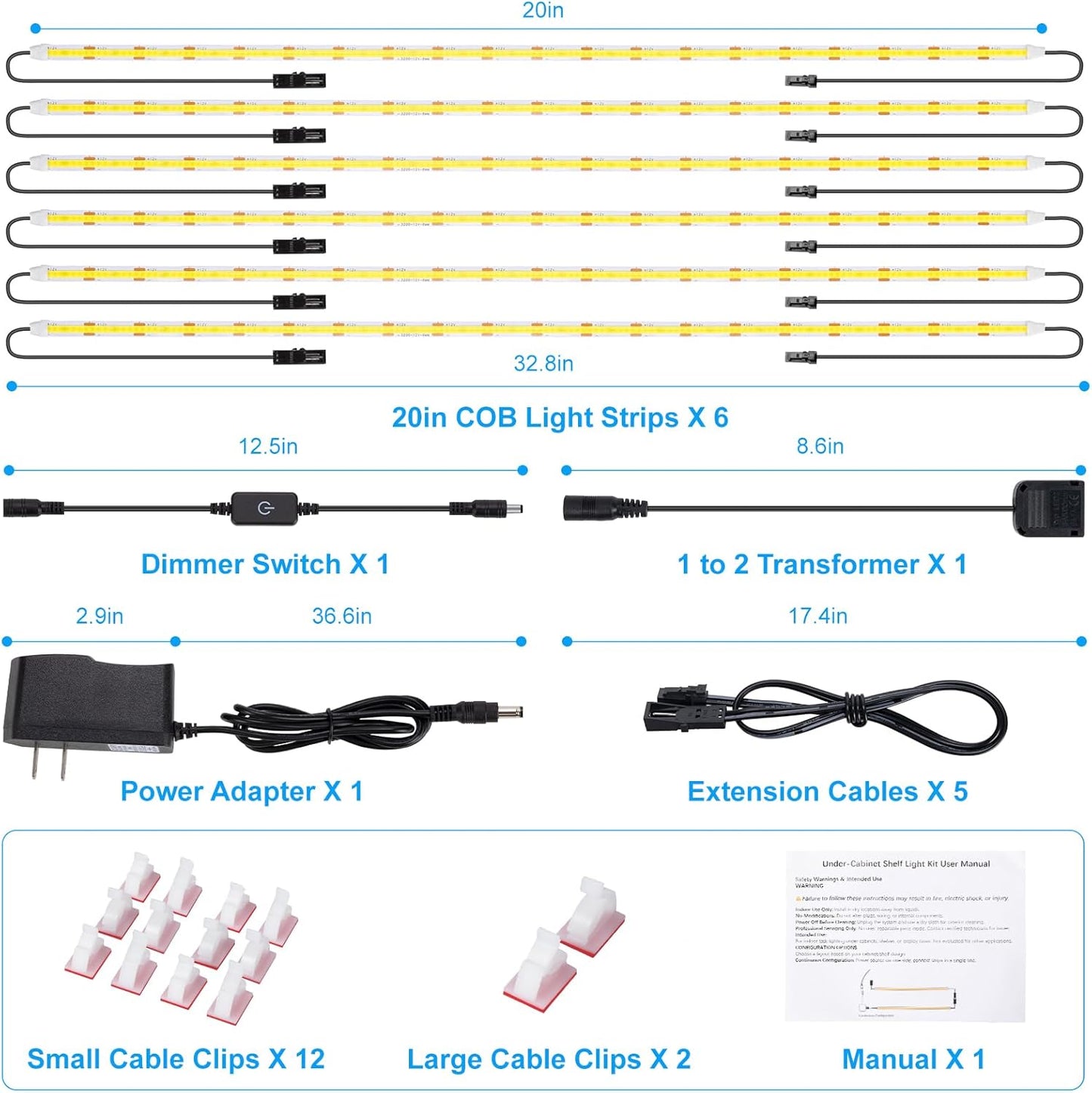 JUSJUBR Flexible LED Shelf Lights for Living Room Decor, Even Ambiance Lighting for Bookcases and Hutches