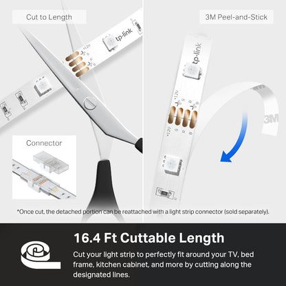 Kasa Smart LED Light Strip 50 Zones RGBIC – Home Office Focus Lighting, 16.4ft Wi-Fi Strip for Desk and Background Ambience