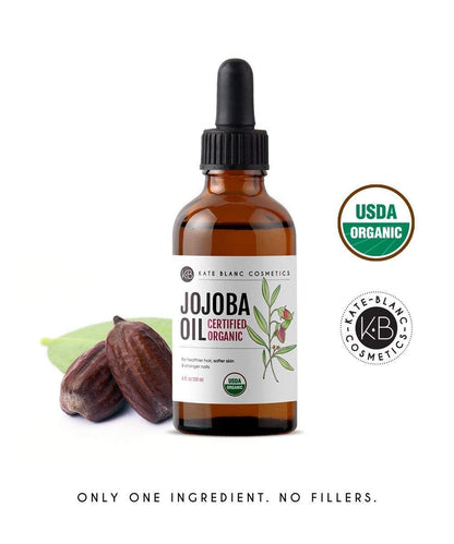 Kate Blanc Cosmetics Organic Jojoba Oil for Self-Care Nightly Face Ritual, 100% Pure Cold Pressed Moisturizer