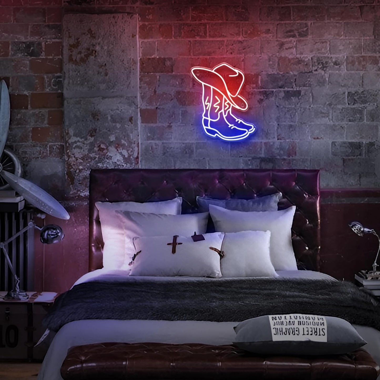 Kavaas Cowboy Boot Neon Sign – Child-Safe Western Decor for Toddler's Bedroom, Noise-Free Flicker-Free LED Neon Sign with On/Off Switch