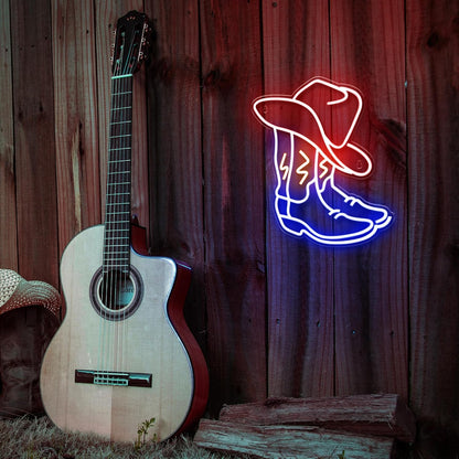 Kavaas Cowboy Boot Neon Sign – Child-Safe Western Decor for Toddler's Bedroom, Noise-Free Flicker-Free LED Neon Sign with On/Off Switch