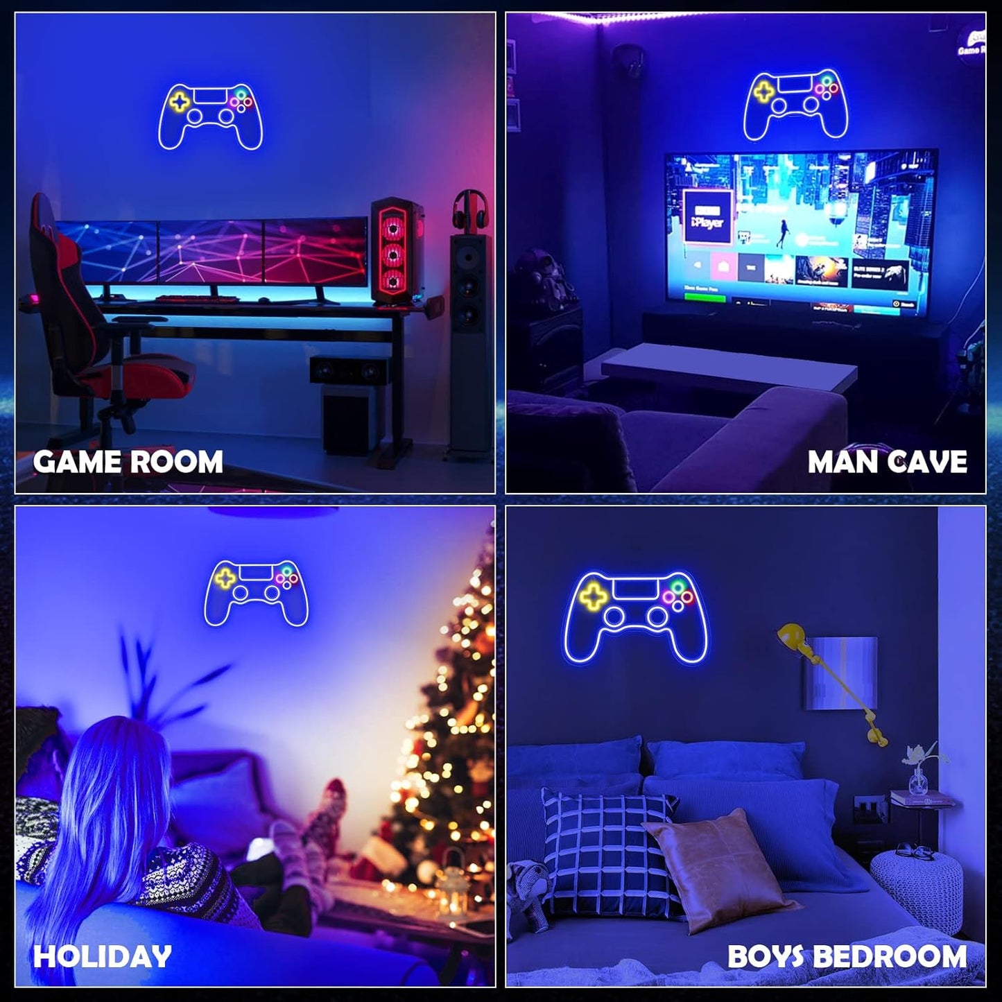 Kavaas Gamer Neon Sign – Cool Christmas Present for Kids Who Love Video Games, USB Powered Bedroom Decor