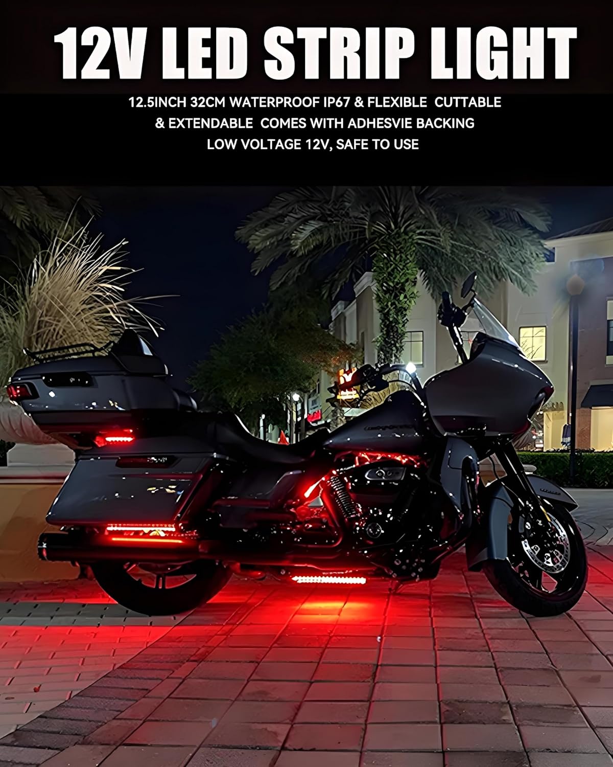 Keiurot Waterproof LED Strip Light – Open-Air Marine Deck & Vehicle Exterior Glow, 7 Color 12V 4-Pack