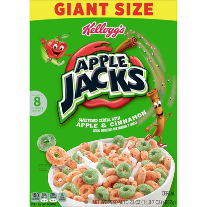 Kellogg's Apple Jacks Breakfast Cereal – Quick Office Desk Snack for Busy Workdays, 23oz Giant Box