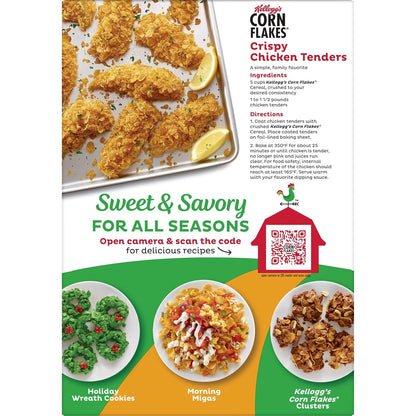 Kellogg's Corn Flakes Cereal – Clean-Label Pantry Staple for Wellness Families, 24oz Box