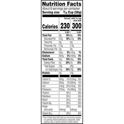 Kellogg's Cracklin' Oat Bran Breakfast Cereal, Fiber Cereal, Family Cereal, Original (3 Boxes) – Portable Snack for Camping and Travel