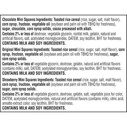 Kellogg's Rice Krispies Treats Mini Bars – After-School Snack for Kids, Chocolate Original and Strawberry, 20.1oz Box