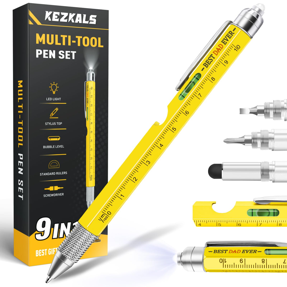 KEZKALS Gifts for Dad, 9 in 1 Multitool Pen Mens Gifts, Dad Gifts for Fathers Day, Birthday Gifts for Men Dad Grandpa Husband, Personalized Father&amp;#39;s Day Gifts for Dad Who Have Everything, Cool Gadgets