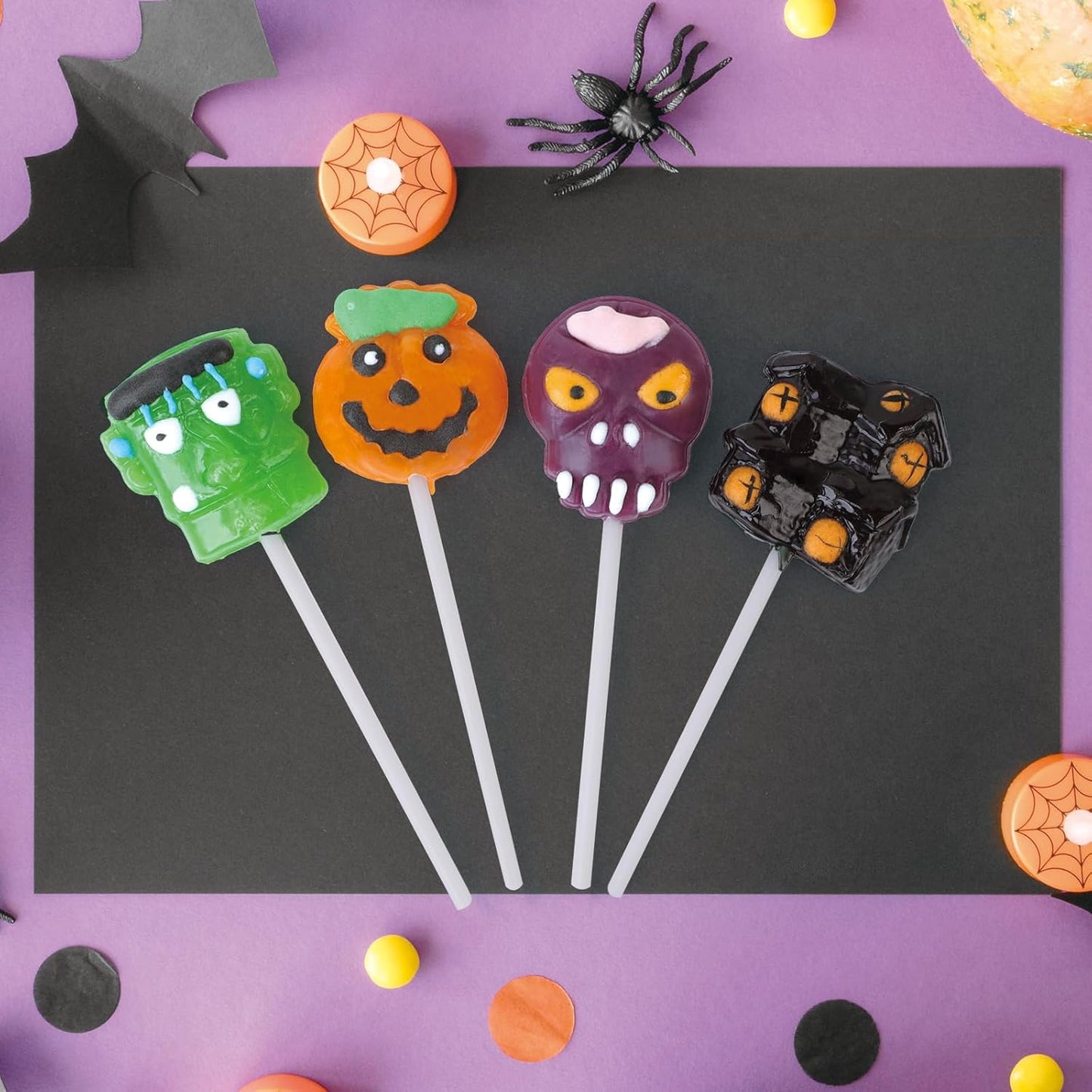 Kid-Friendly Halloween Lollipop 24 Pack - Individually Wrapped Spooky Monster Suckers for Classroom Parties and Trick or Treat