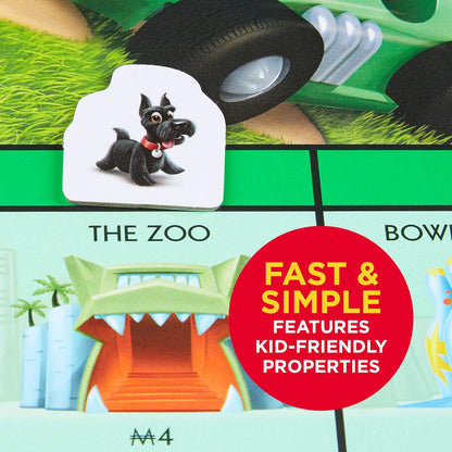 kid-friendly property spaces including a zoo, movie theater, and video game arcade