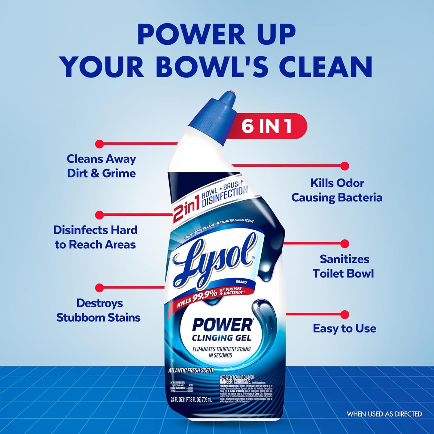 kills 99.9% of household bacteria and viruses in 30 seconds