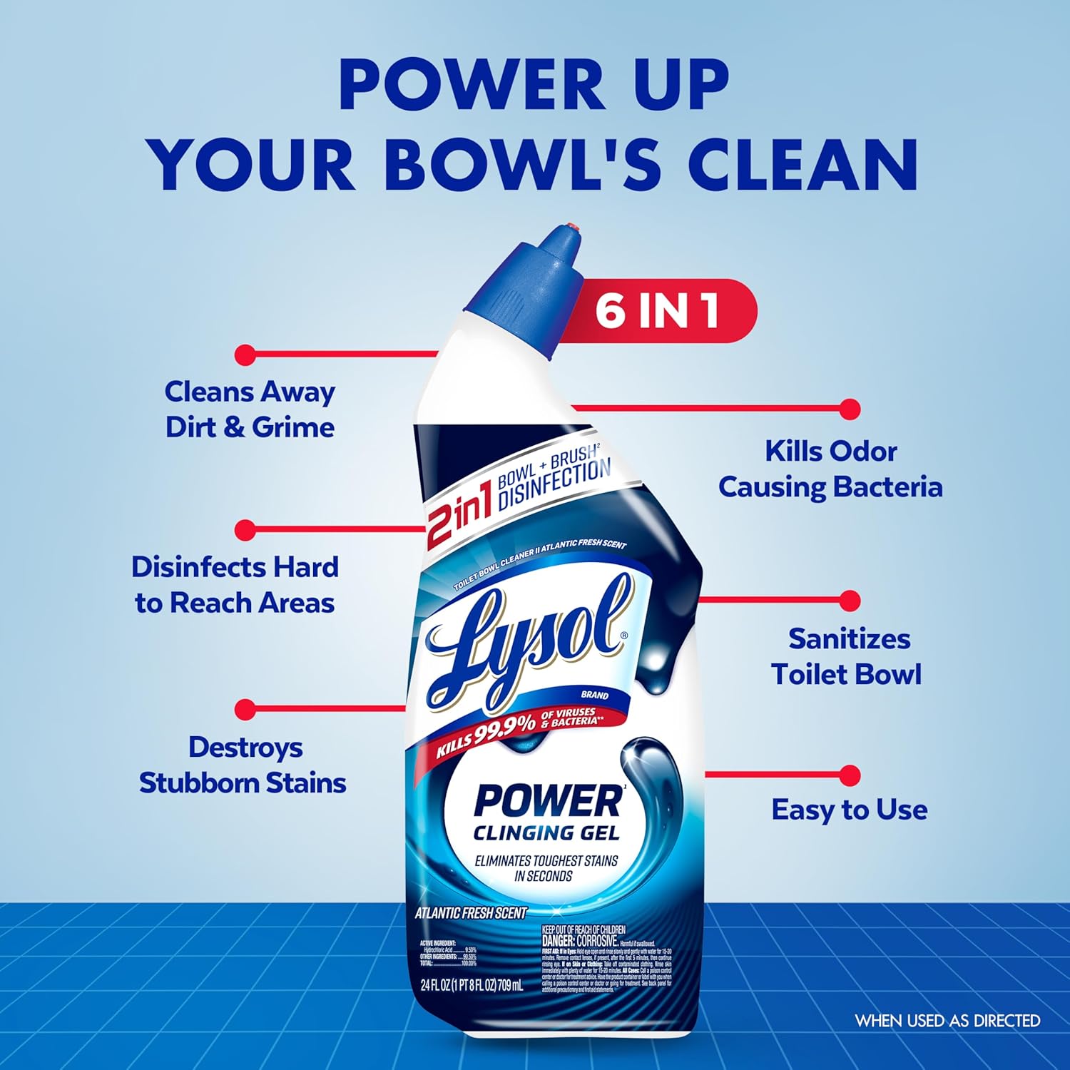 kills 99.9% of household bacteria and viruses in 30 seconds
