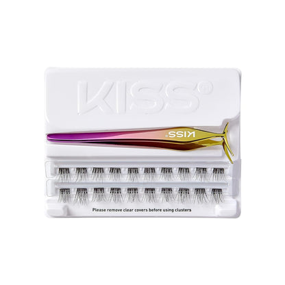 KISS imPRESS Falsies Pre-Bonded Lash Clusters – Hypoallergenic No-Glue False Lashes for Allergy-Prone Eyes