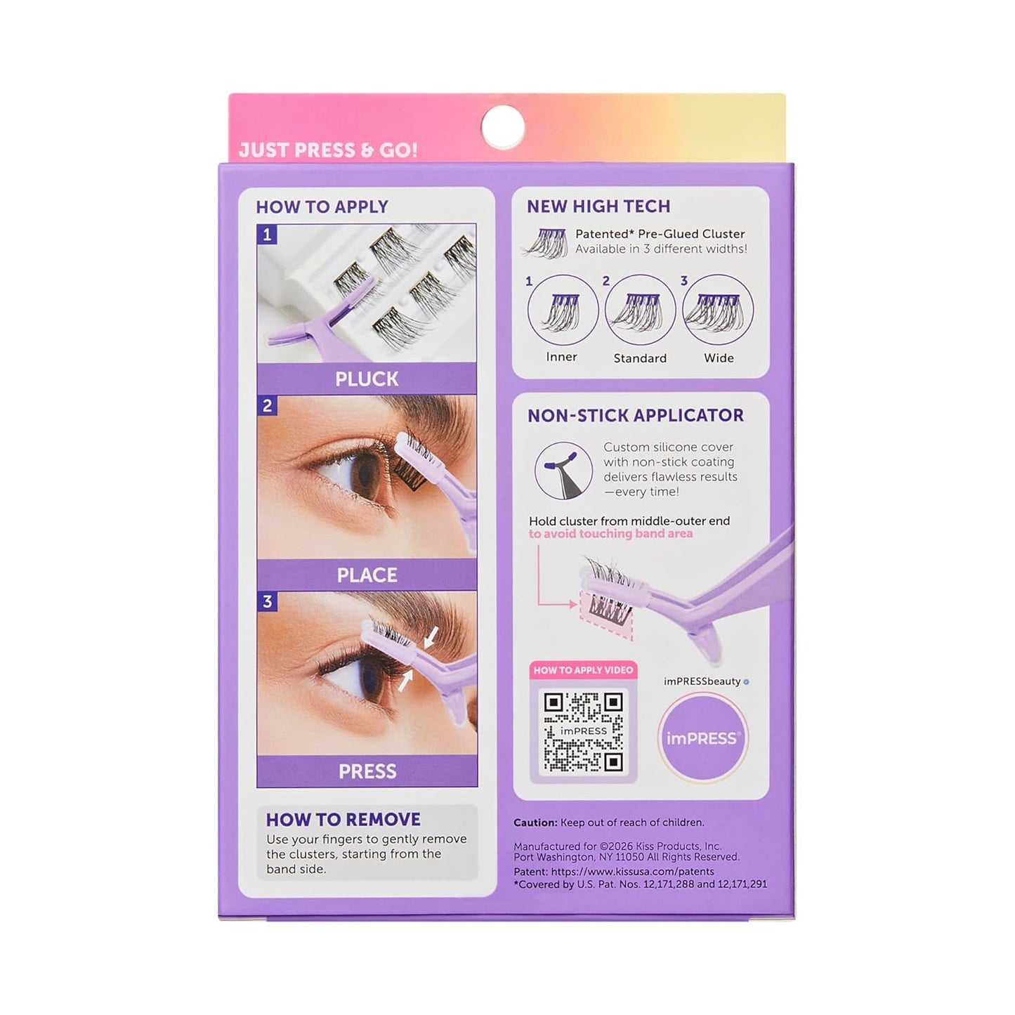 KISS imPRESS Falsies Press-On Clusters – Clutter-Free No-Glue Lash Solution for Tidy Vanities
