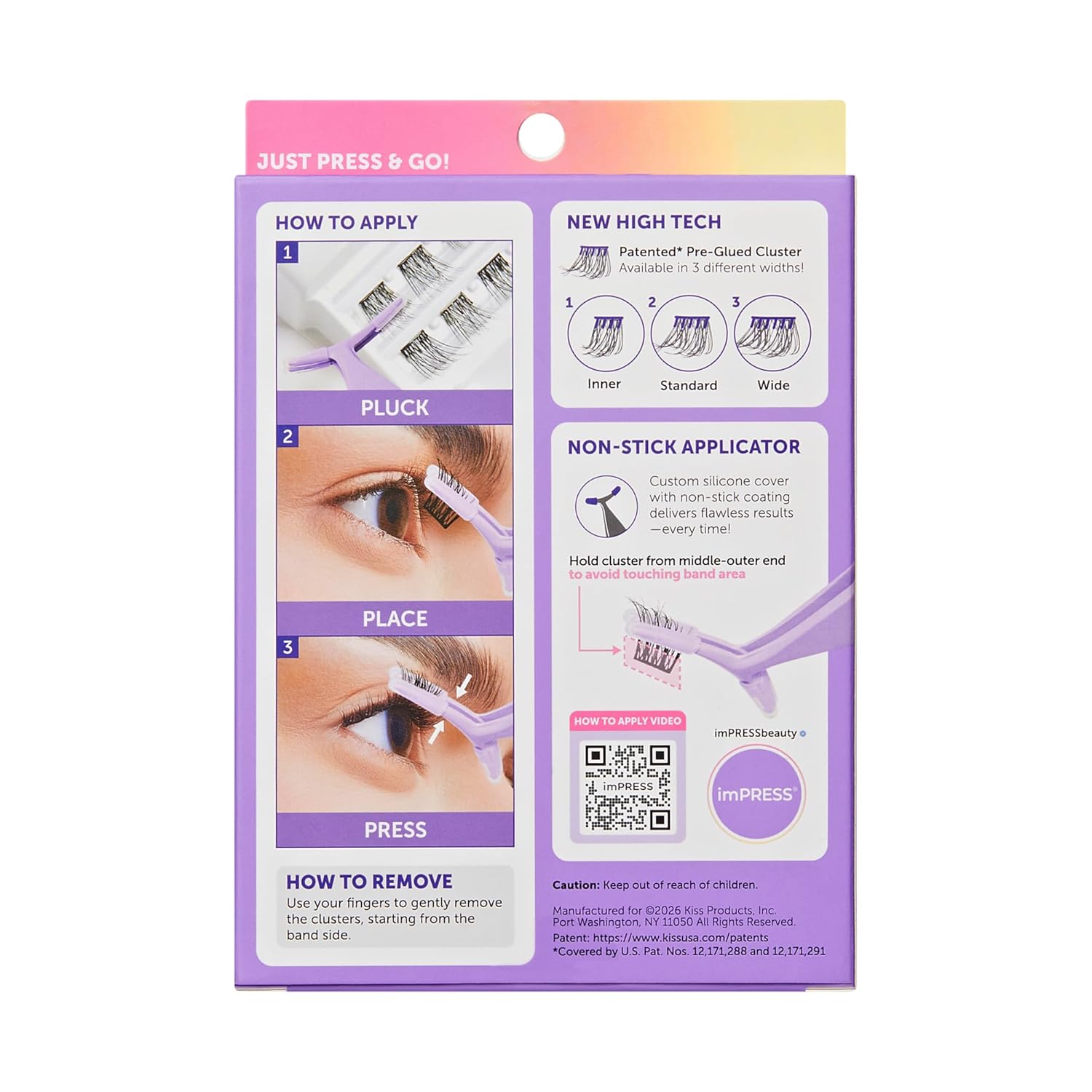 KISS imPRESS Falsies Press-On Clusters – Clutter-Free No-Glue Lash Solution for Tidy Vanities