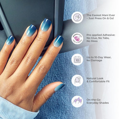 KISS imPRESS No Glue Mani - Premium Gel-Finish Press On Nails in Red Velvet, Salon-Quality Squoval Shape for an Elevated Look