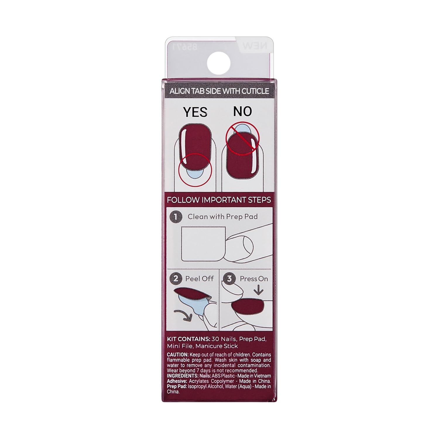 KISS imPRESS No Glue Mani - Premium Gel-Finish Press On Nails in Red Velvet, Salon-Quality Squoval Shape for an Elevated Look