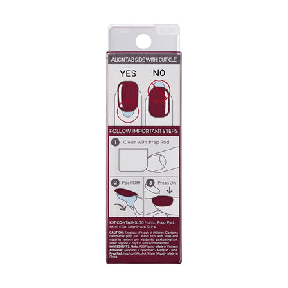 KISS imPRESS No Glue Mani - Premium Gel-Finish Press On Nails in Red Velvet, Salon-Quality Squoval Shape for an Elevated Look