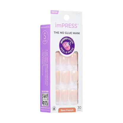 KISS imPRESS No Glue Press On Nails French – Gentle Self Care Manicure for Sensitive Nail Beds