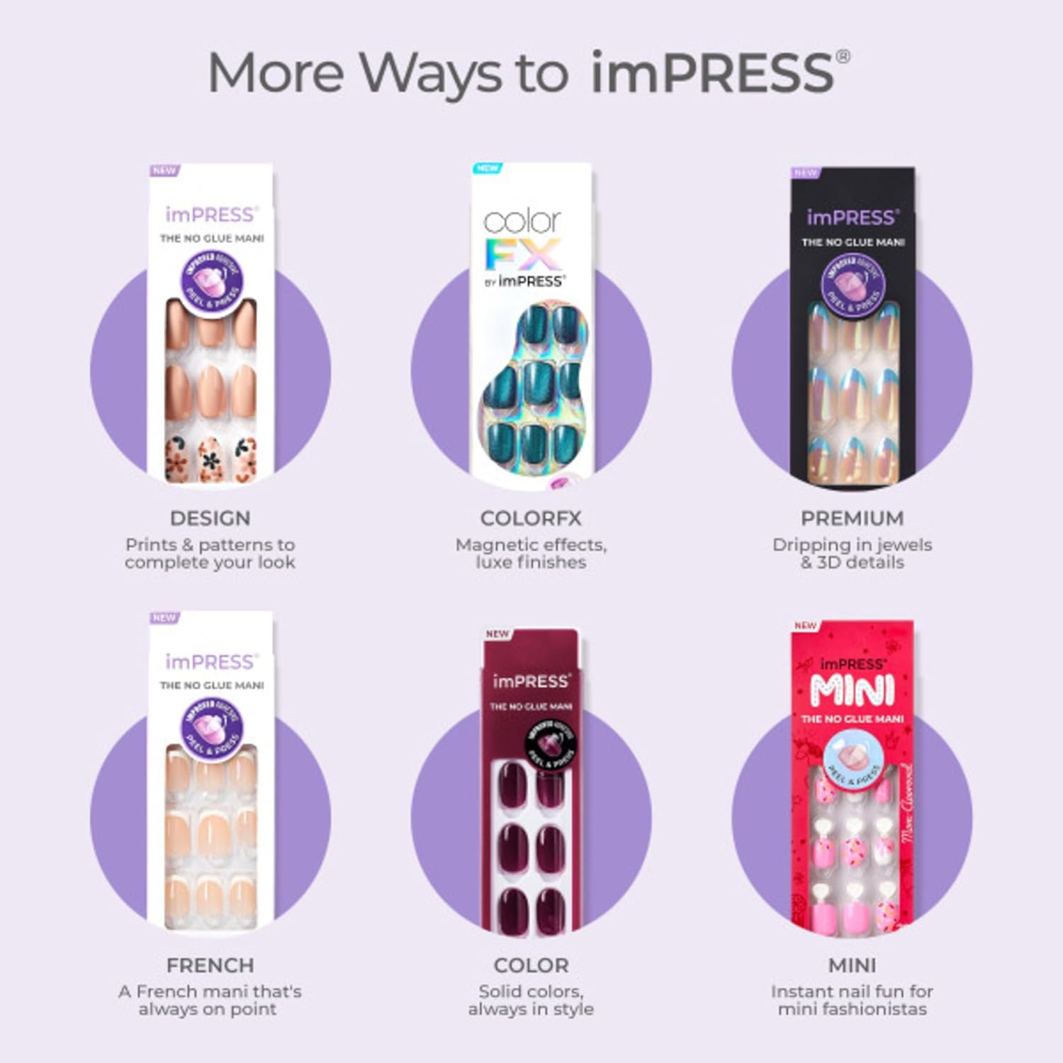 KISS imPRESS No Glue Press On Nails – Non Toxic Manicure for Self Care Night Routines, Gentle on Natural Nails