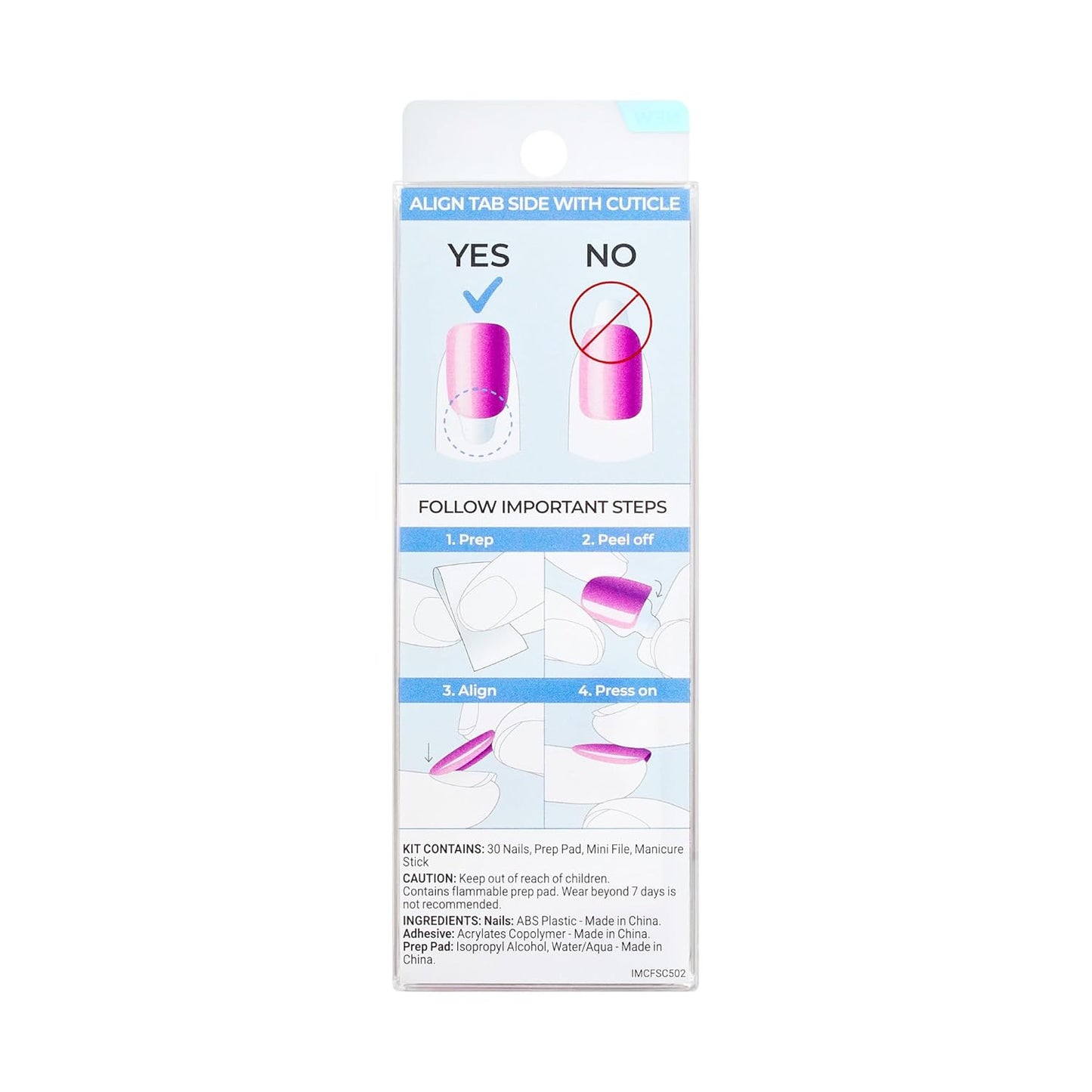KISS imPRESS Press On Nails Satellite – Designer Chrome Pink Manicure Kit, Salon-Quality Short Squoval No Glue Finish