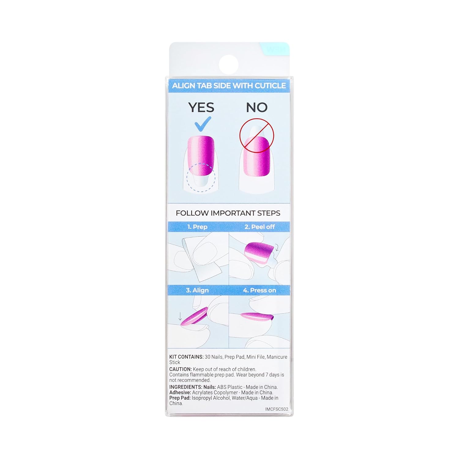 KISS imPRESS Press On Nails Satellite – Designer Chrome Pink Manicure Kit, Salon-Quality Short Squoval No Glue Finish