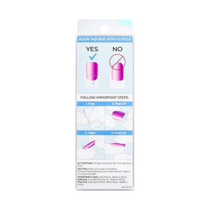 KISS imPRESS Press On Nails Satellite – Designer Chrome Pink Manicure Kit, Salon-Quality Short Squoval No Glue Finish