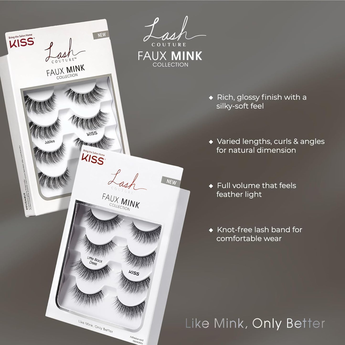 KISS Lash Couture Faux Mink Lashes – Premium Vanity Counterpiece for Salon-Style Glamour at Home