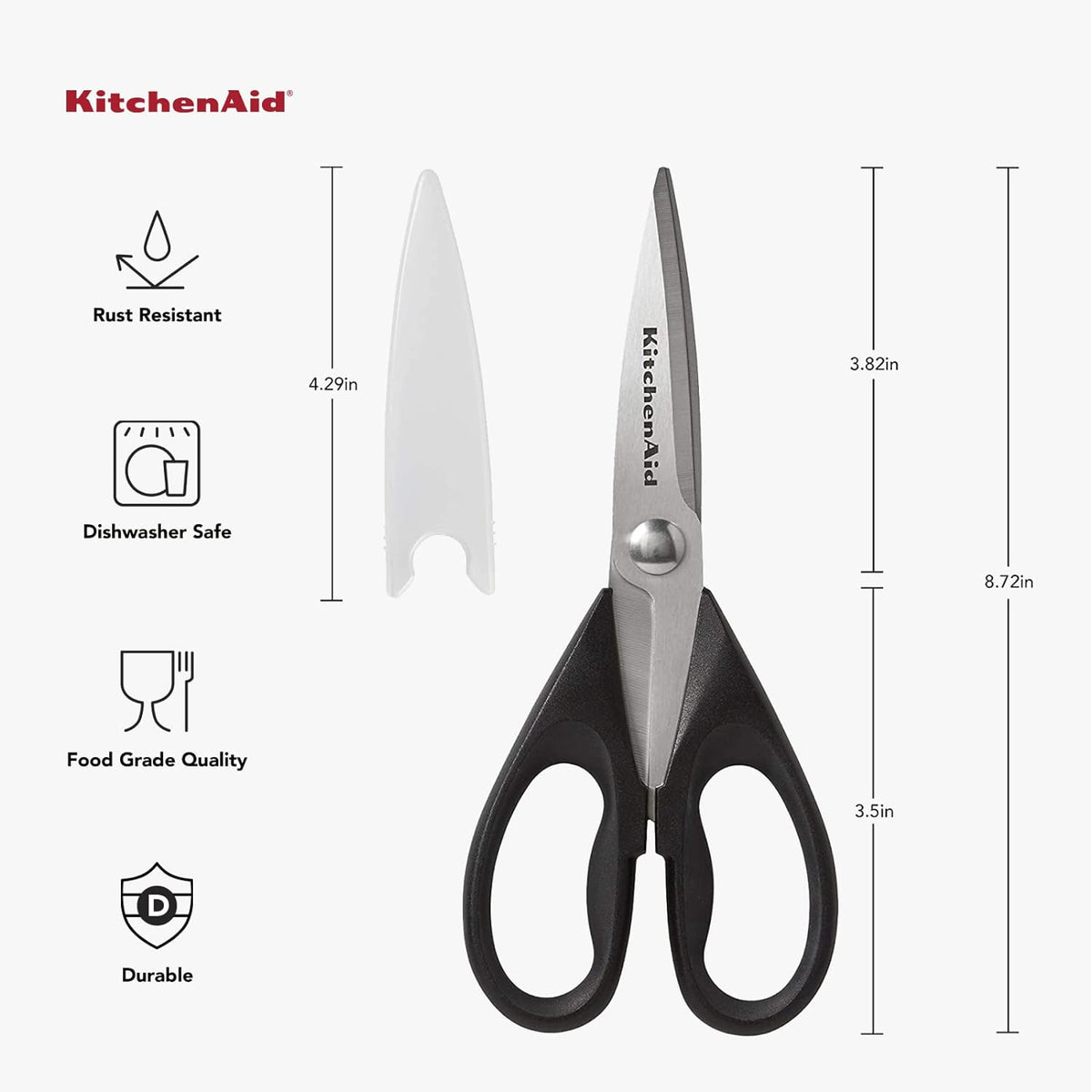 KitchenAid All-Purpose Kitchen Shears with Protective Sheath – High-Performance Kitchen Shears for Daily Cooking Workflows, Dishwasher-Safe Design