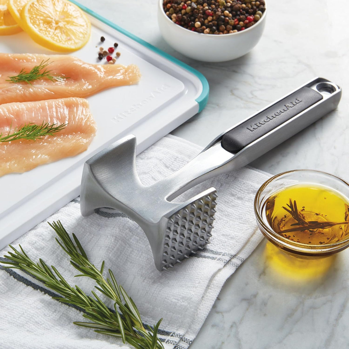 KitchenAid Gourmet Multi-Sided Meat Tenderizer – Thoughtful Housewarming Gift for New Homeowners, Dual-Sided Mallet for Everyday Cooking