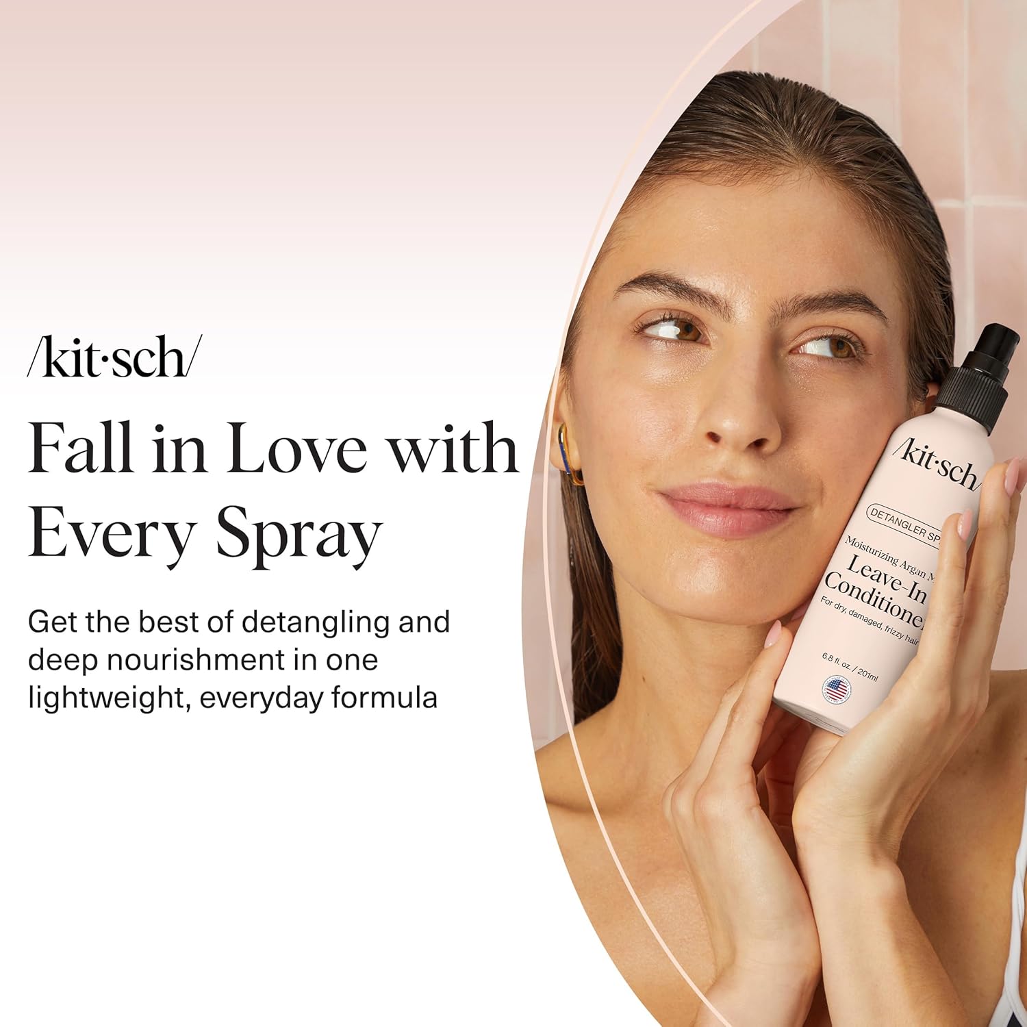 Kitsch Argan Milk Leave In Conditioner Spray – Spa Like Hair Ritual for Curly and Dry Hair, Vegan Leave In Mist