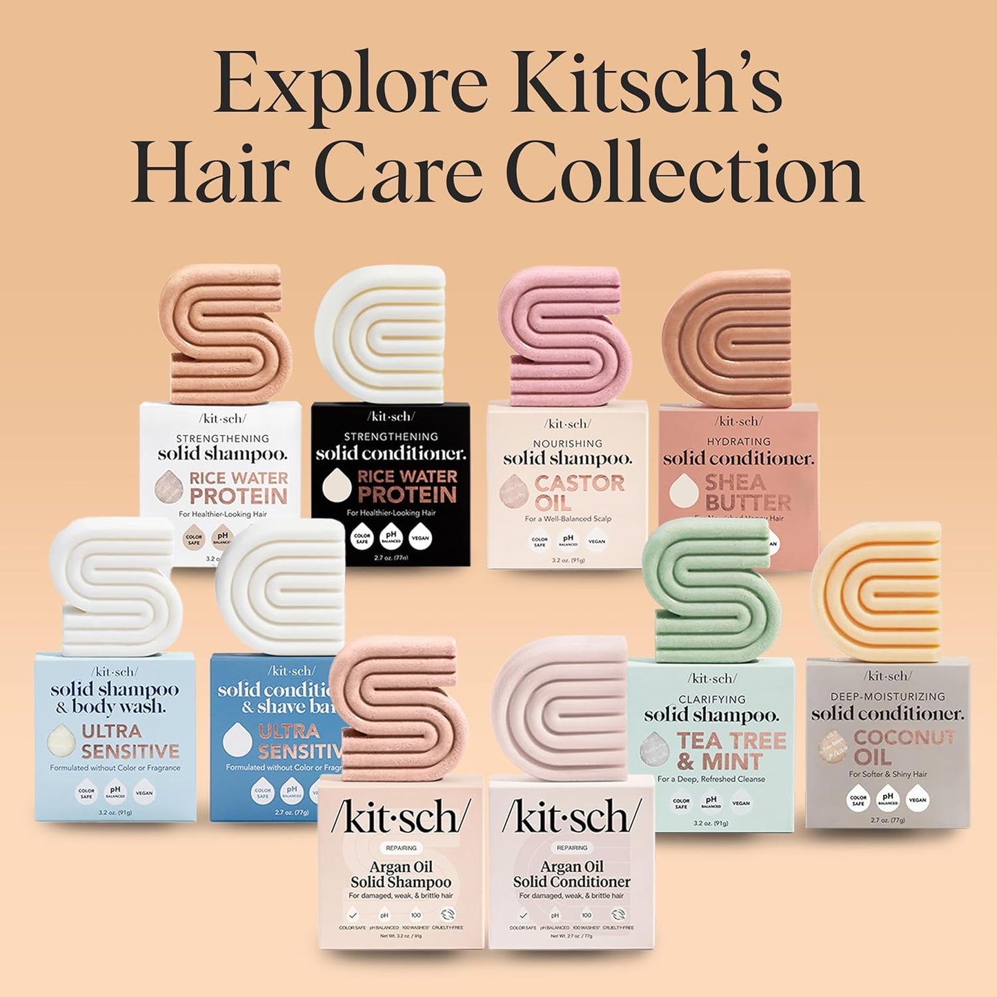 Kitsch Argan Oil Conditioner Bar – Zero-Waste Solid Bar for Clutter-Free Bathroom and Intentional Sustainable Living
