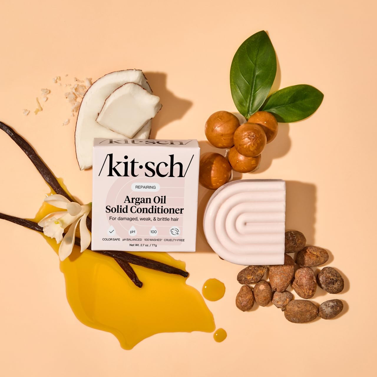 Kitsch Argan Oil Conditioner Bar – Zero-Waste Solid Bar for Clutter-Free Bathroom and Intentional Sustainable Living