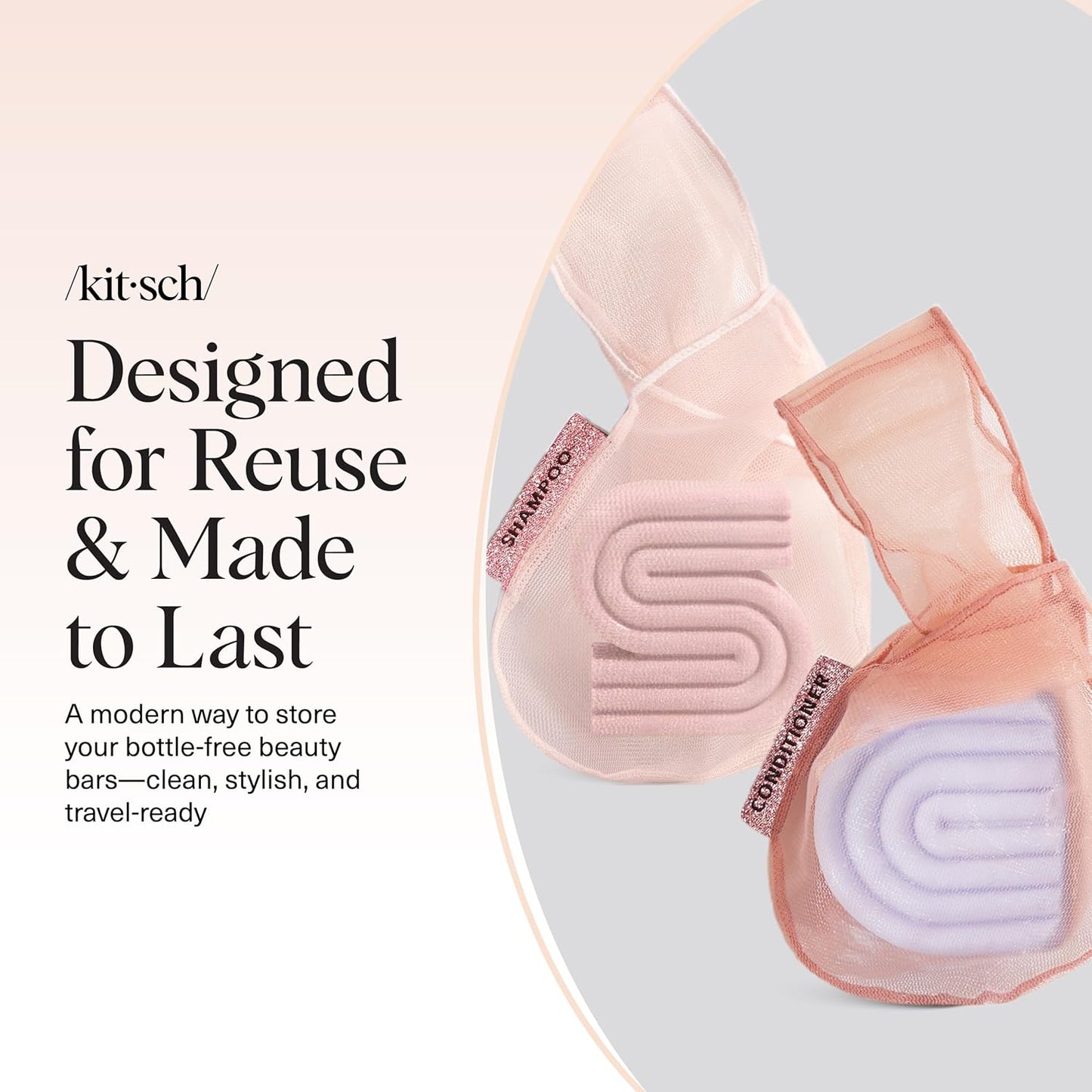 Kitsch Bar Soap Saver Pouch – Mindful Bath Time Ritual Accessory, Breathable Mesh Pouch for Spa-Like Solid Bars