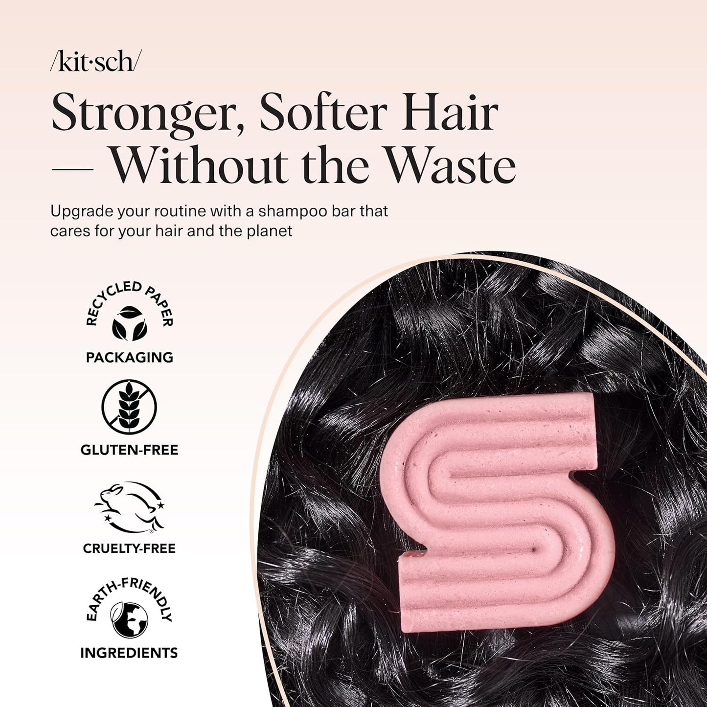 Kitsch Castor Oil Shampoo Bar – Streamlined Plastic-Free Wash for Neutral Bathroom Decor