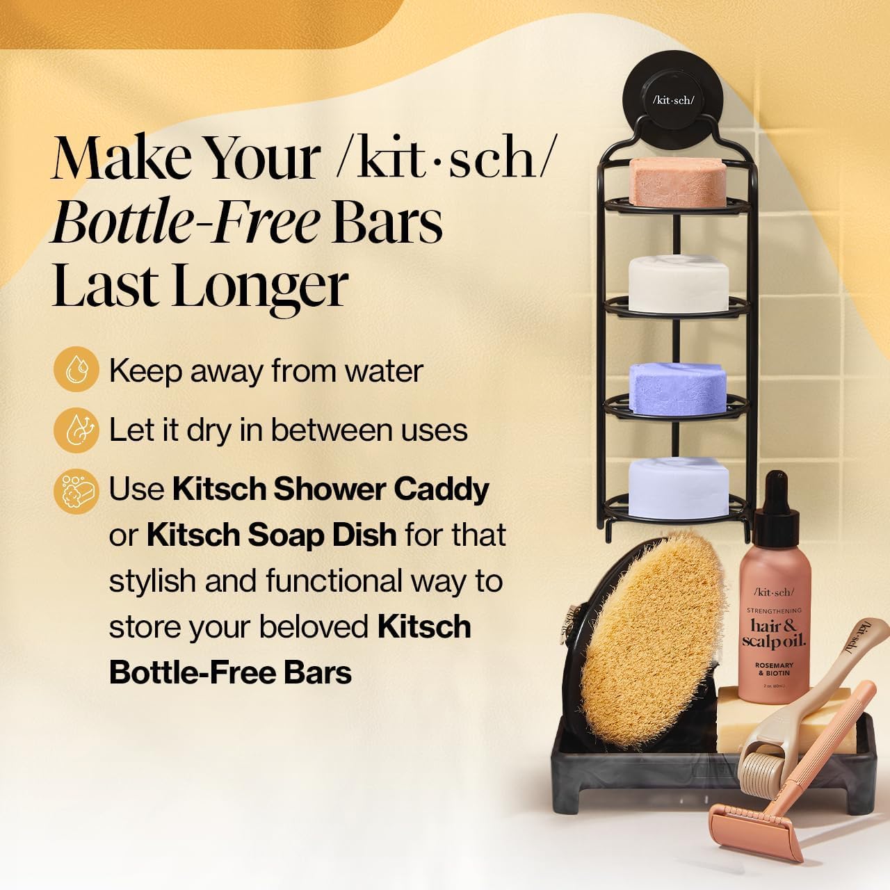 Kitsch Coconut Oil Shampoo and Conditioner Bar Set – Clutter-Free Vanity Countertop Duo for Curly Hair, Zero-Waste Haircare