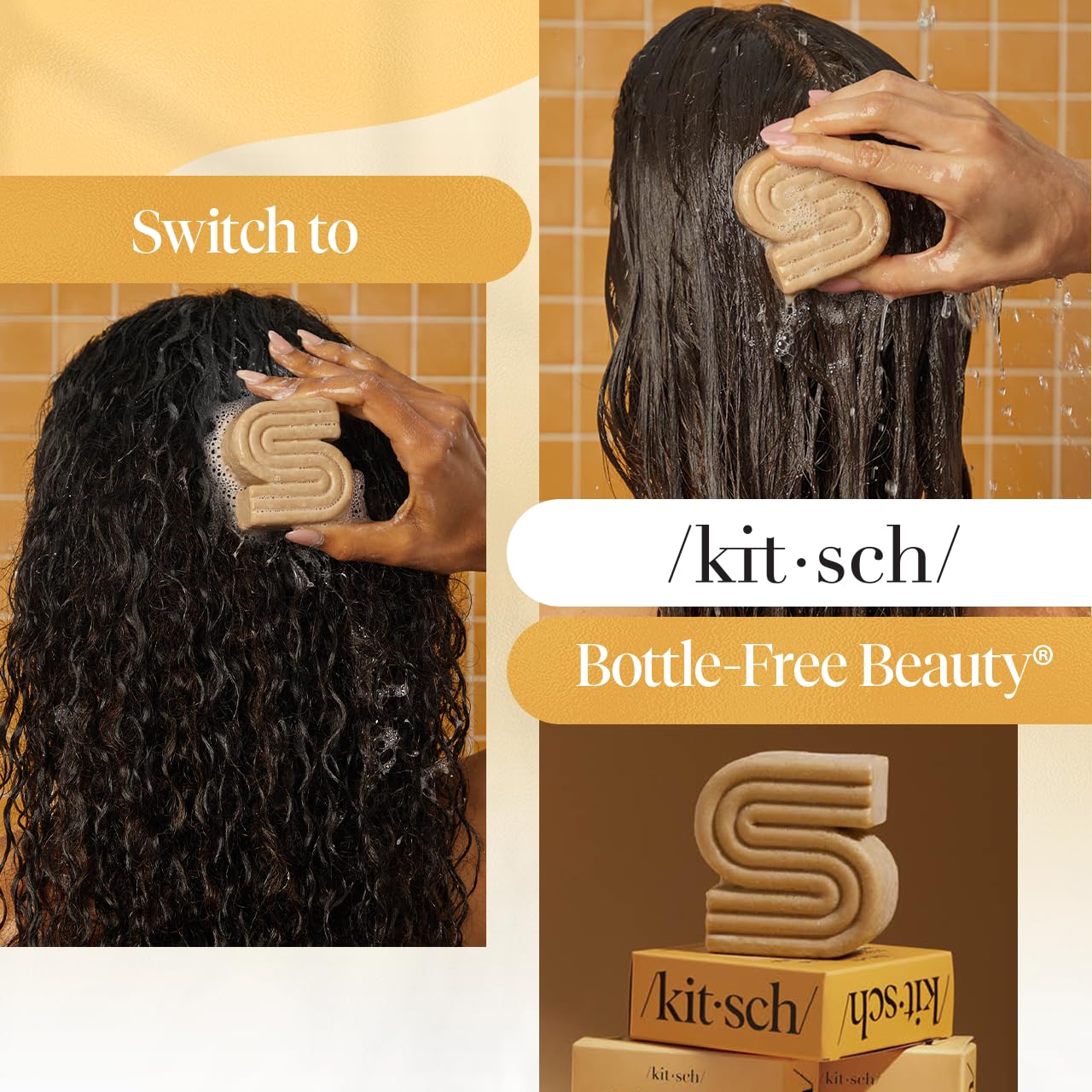 Kitsch Coconut Oil Shampoo Bar - Uncluttered Vanity Essential for Curly Hair, Plastic Free Daily Wash