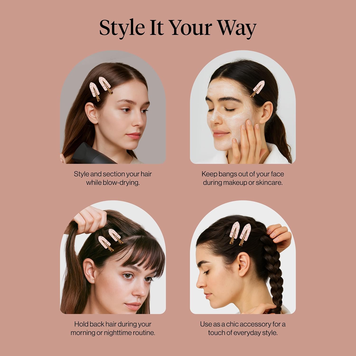 Kitsch Creaseless Hair Clips – Clean Design Vanity Accessory, Neutral-Tone Clips for Uncluttered Spaces