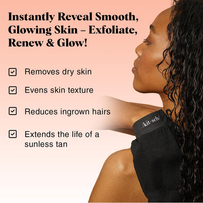 Kitsch Exfoliating Gloves 2pc – At-Home Spa Shower Ritual for Smooth, Renewed Skin, Black & Terracotta