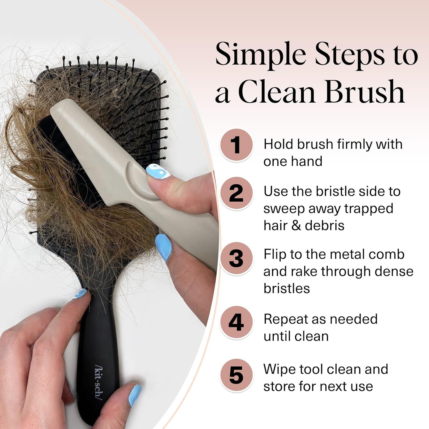 Kitsch Hair Brush Cleaner – Self-Care Grooming Tool for Women, Gentle Daily Brush Maintenance Ritual