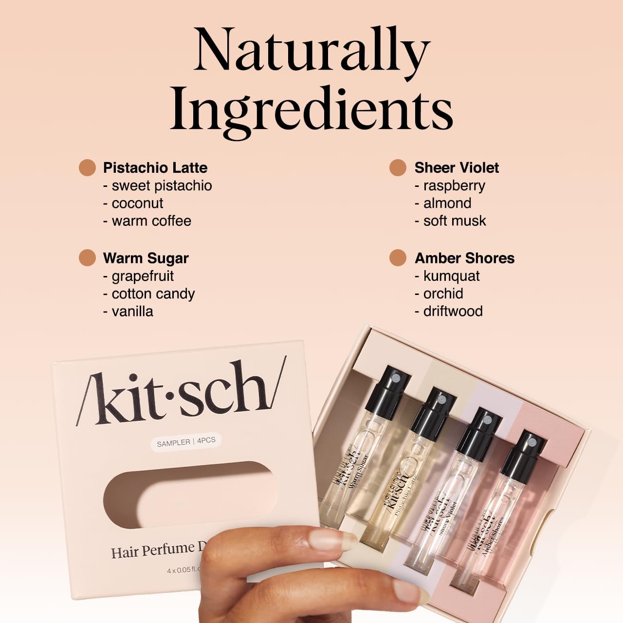 Kitsch Hair Perfume Discovery Set – Thoughtful Birthday Gift for Her, 4 Travel Scents in One Box