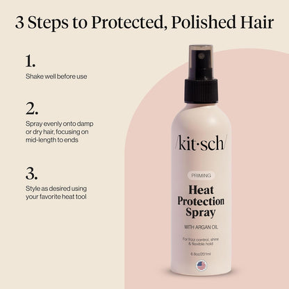 Kitsch Heat Protection Spray with Argan Oil – Mindful Styling Ritual for Damaged Hair, 6.8oz