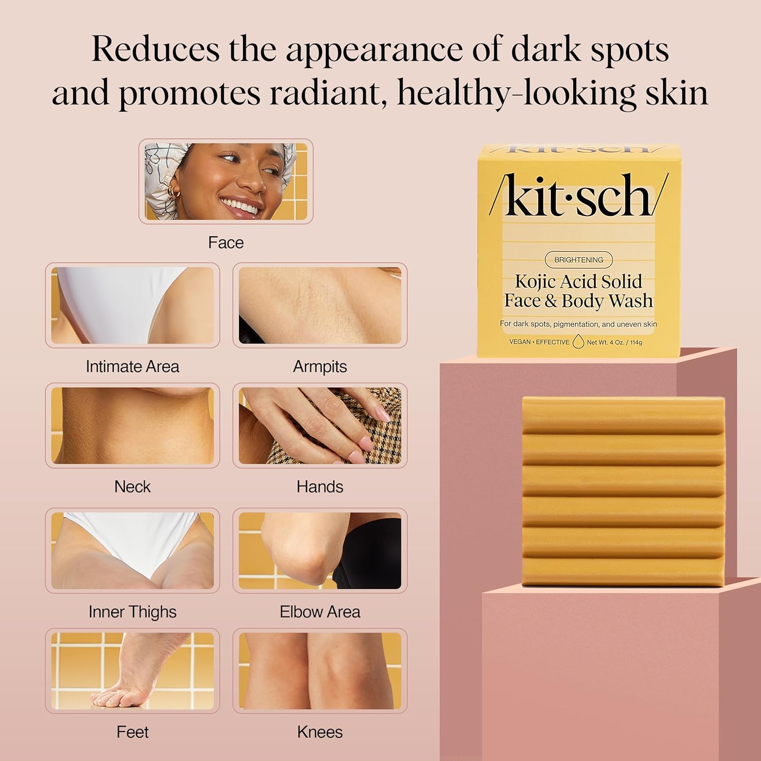 Kitsch Kojic Acid Soap – Calming Citrus Bar for Mindful Bath Time Brightening, Hyaluronic Acid Face Wash