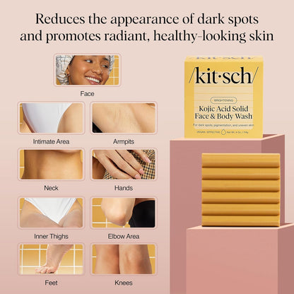 Kitsch Kojic Acid Soap – Calming Citrus Bar for Mindful Bath Time Brightening, Hyaluronic Acid Face Wash