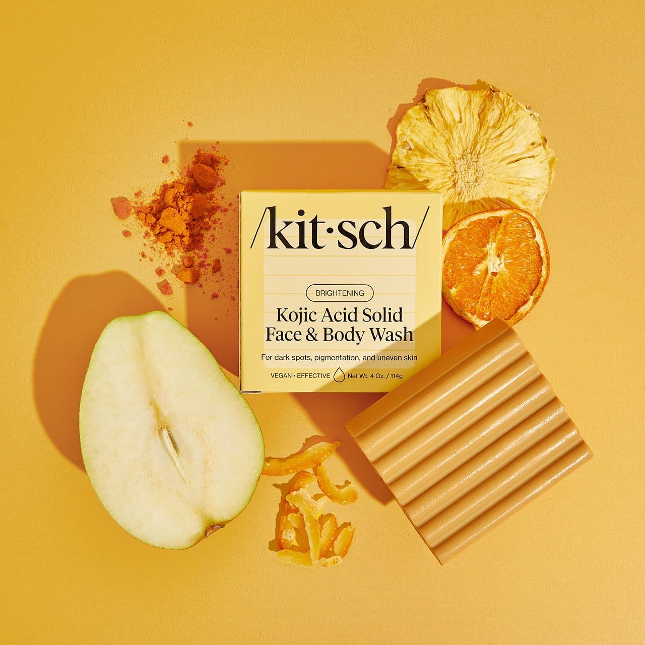 Kitsch Kojic Acid Soap – Calming Citrus Bar for Mindful Bath Time Brightening, Hyaluronic Acid Face Wash