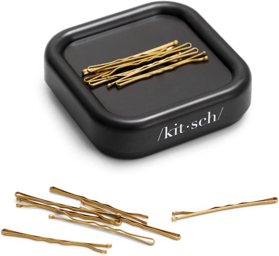 Kitsch Magnetic Bobby Pin Holder - Clean-Lined Vanity Organizer for Uncluttered Spaces, Polished Black Finish