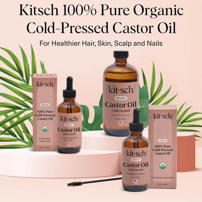 Kitsch Organic Castor Oil – Single Bottle Multi-Use Beauty Oil for Clean Bathroom Countertops and Capsule Routines