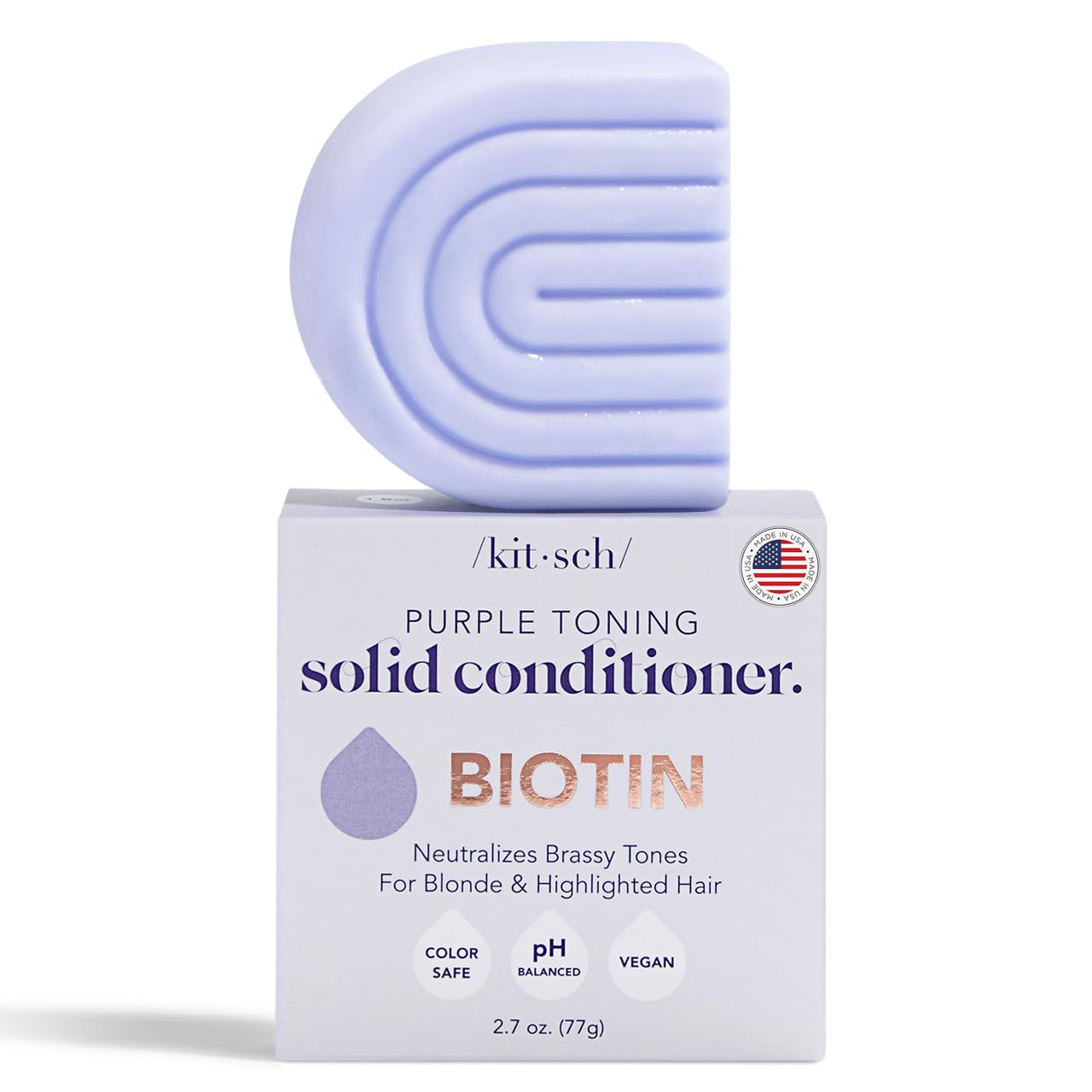 Kitsch Purple Toning Conditioner Bar – Clutter-Free Hair Care for Blonde and Grey, Replaces Two Plastic Bottles