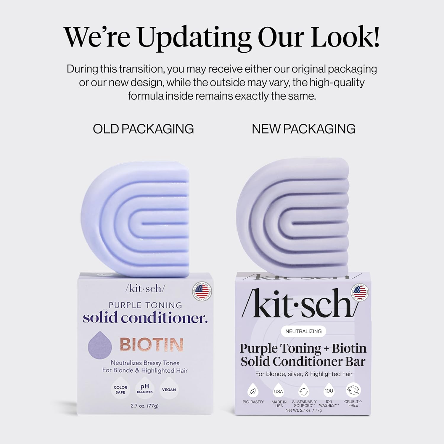 Kitsch Purple Toning Conditioner Bar – Clutter-Free Hair Care for Blonde and Grey, Replaces Two Plastic Bottles