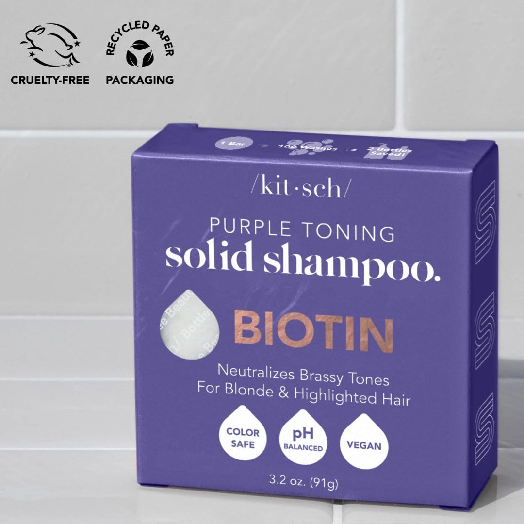 Kitsch Purple Toning Shampoo Bar – Streamlined Blonde Care for Clutter-Free Bathrooms, Replaces Two Plastic Bottles